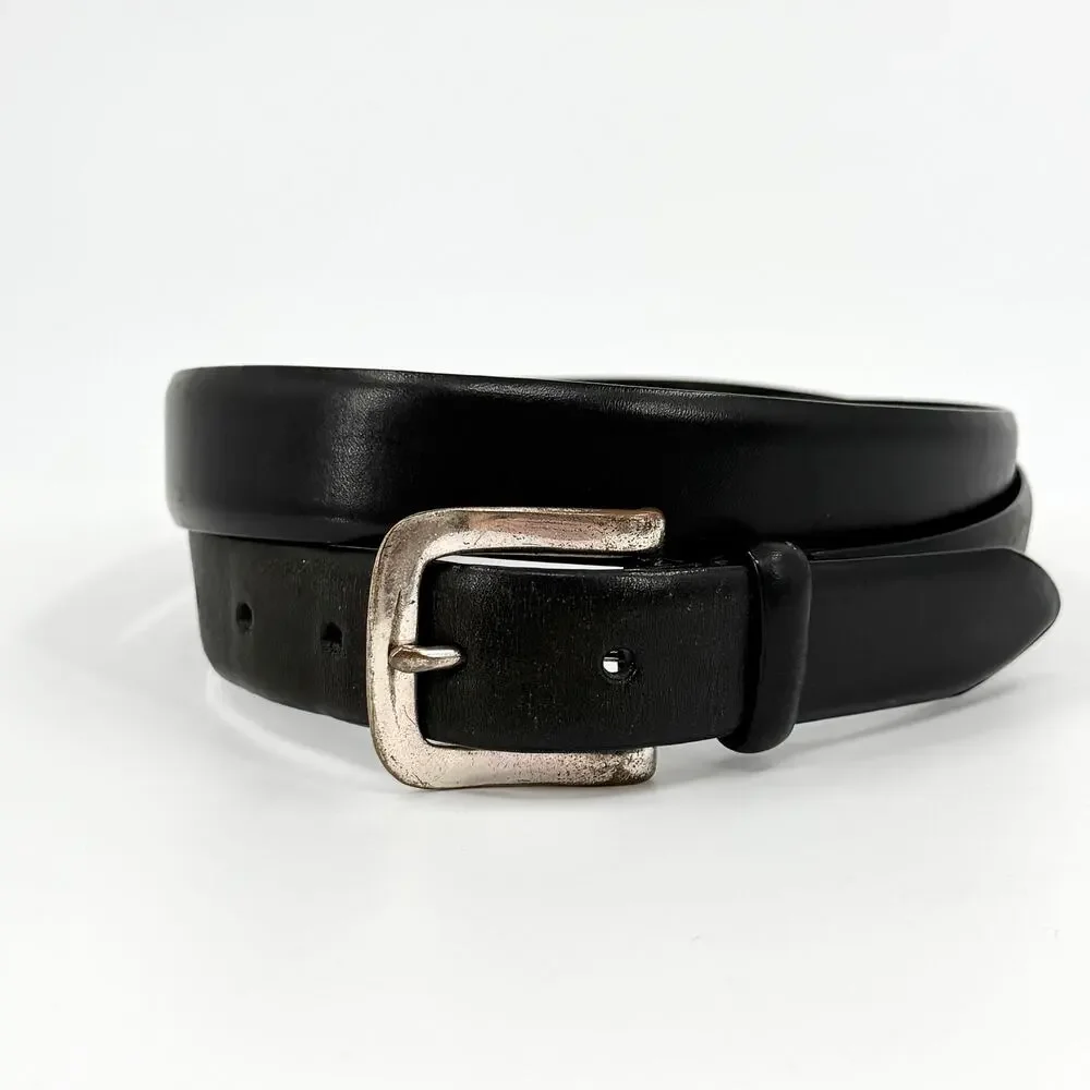 Vintage Y2K Polo Ralph Lauren Black Genuine Leather Solid Brass Buckle Belt